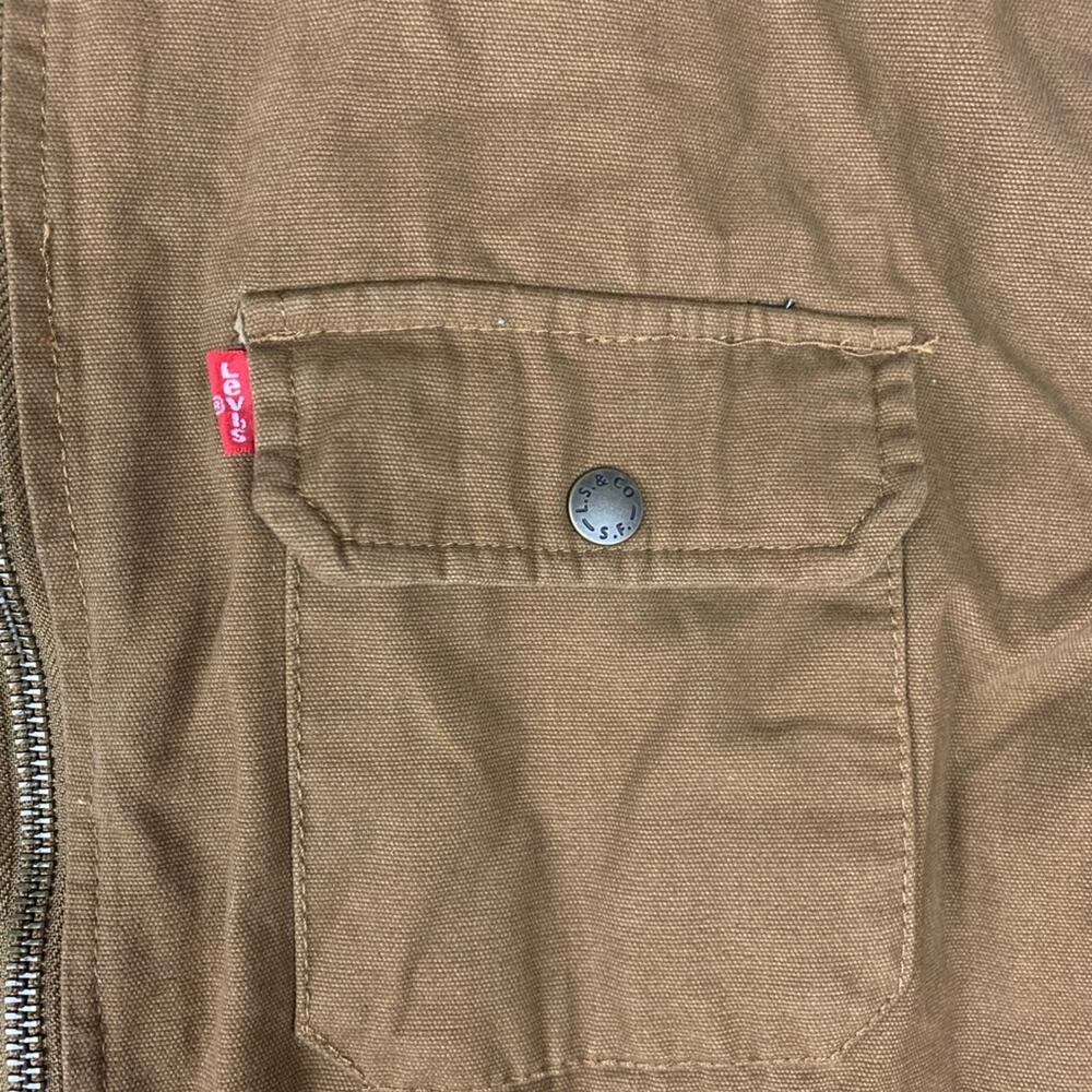 Levi's Men's xl extra large Tan Military Jacket zip up lightweight khaki denim - Picture 11 of 11